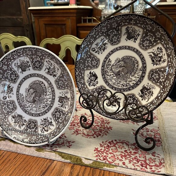 Set Of 2 Spode Festival Turkey 10” Shallow Serving Bowls Pasta Bowls - Picture 3 of 9